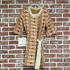 Amalialad Anthropologie Orange Cream Knit Tie Front Kimono Cardigan